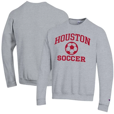 Men's Champion Heather Gray Houston Cougars Soccer Icon Powerblend Pullover Sweatshirt