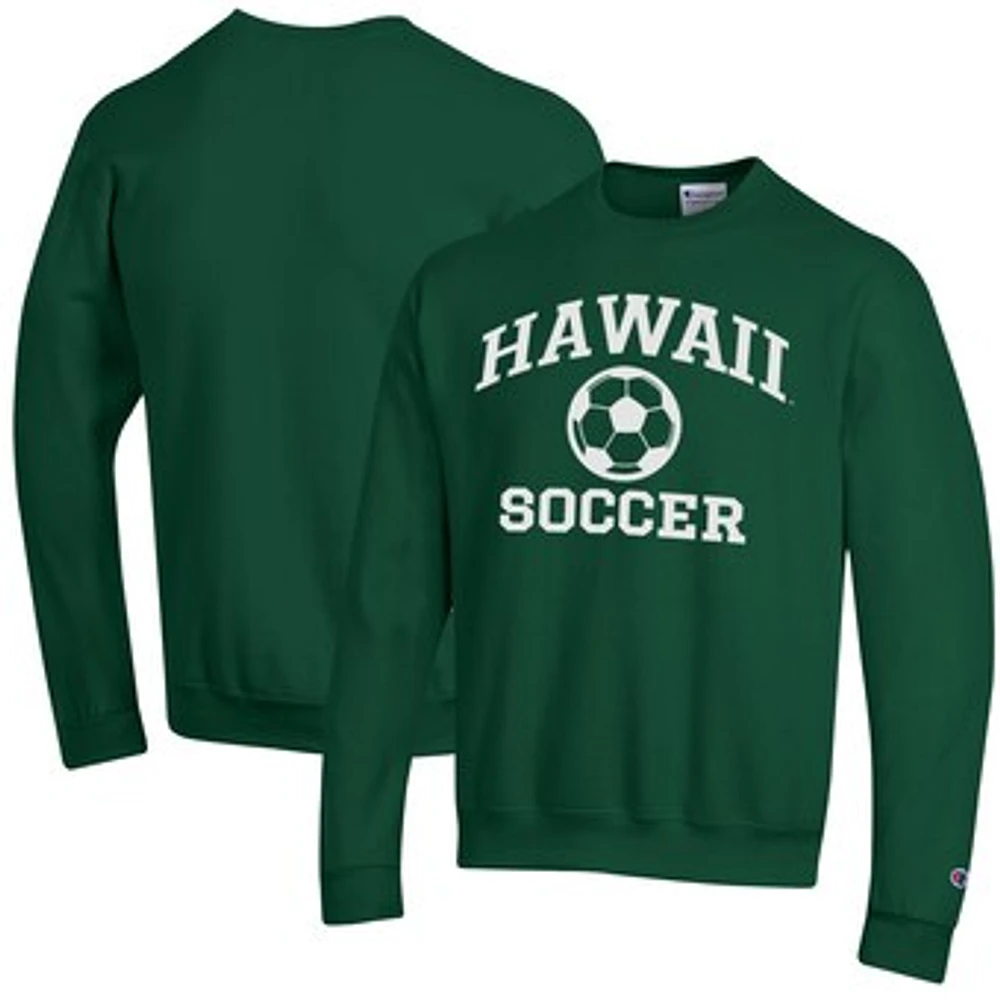 Men's Champion Green Hawaii Rainbow Warriors Soccer Icon Powerblend Pullover Sweatshirt