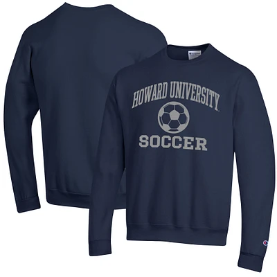 Men's Champion Navy Howard Bison Soccer Icon Powerblend Pullover Sweatshirt