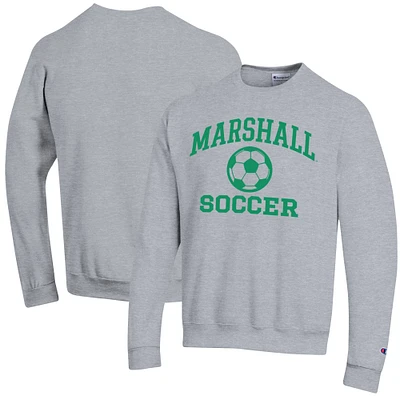 Men's Champion Heather Gray Marshall Thundering Herd Soccer Icon Powerblend Pullover Sweatshirt