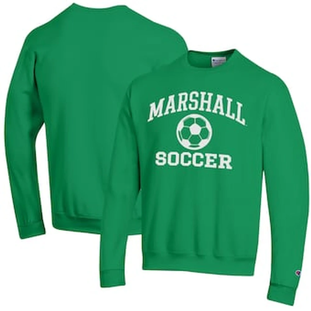 Men's Champion Kelly Green Marshall Thundering Herd Soccer Icon Powerblend Pullover Sweatshirt