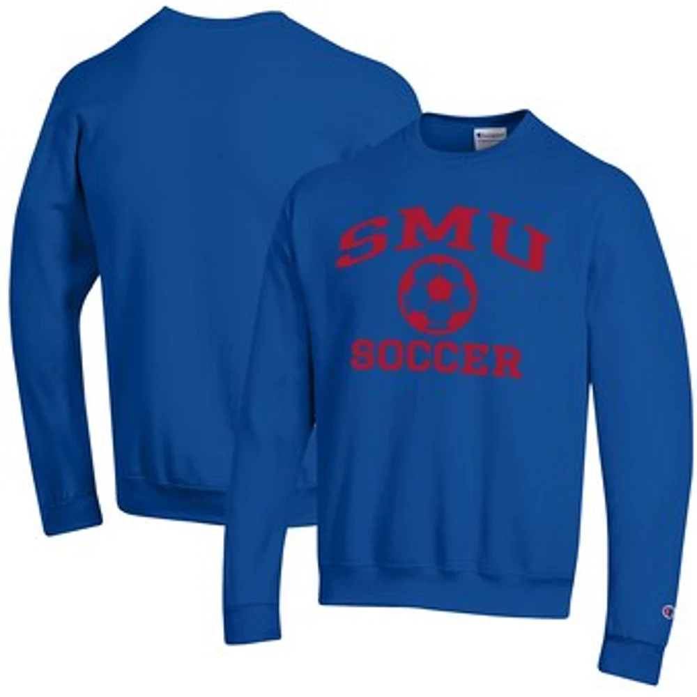 Men's Champion Royal SMU Mustangs Soccer Icon Powerblend Pullover Sweatshirt
