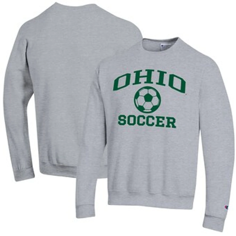 Men's Champion Heather Gray Ohio Bobcats Soccer Icon Powerblend Pullover Sweatshirt