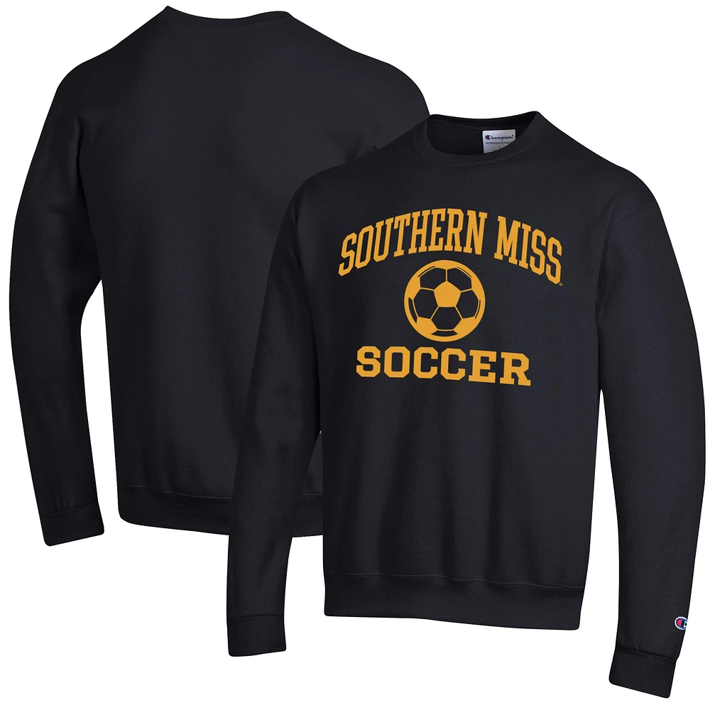 Men's Champion Black Southern Miss Golden Eagles Soccer Icon Powerblend Pullover Sweatshirt