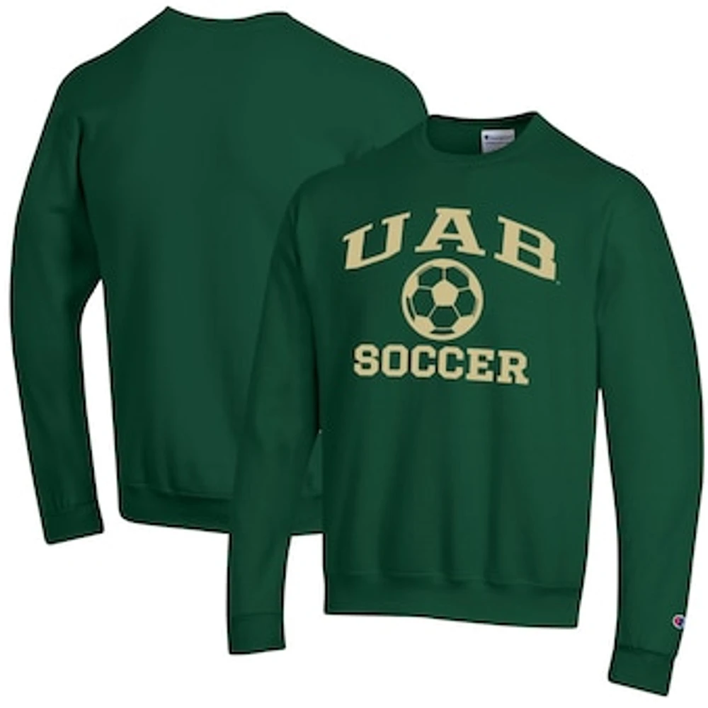 Men's Champion Green UAB Blazers Soccer Icon Powerblend Pullover Sweatshirt