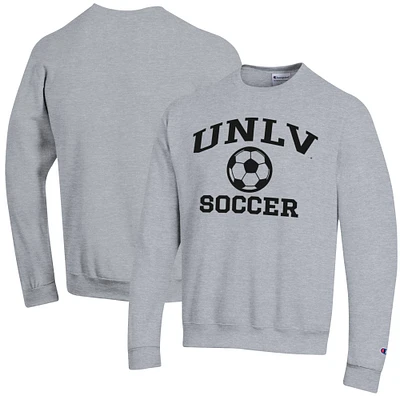 Men's Champion Heather Gray UNLV Rebels Soccer Icon Powerblend Pullover Sweatshirt