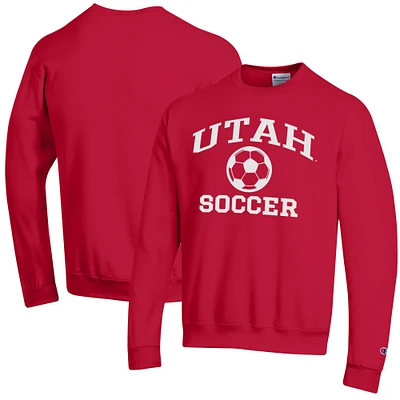 Men's Champion Red Utah Utes Soccer Icon Powerblend Pullover Sweatshirt