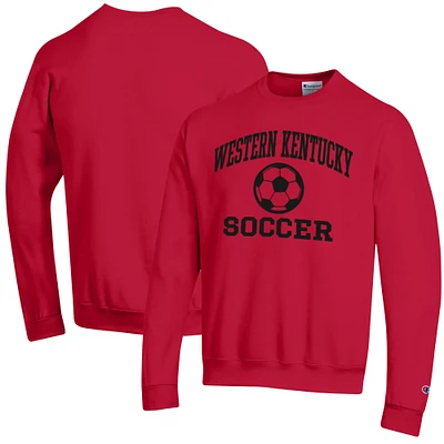 Men's Champion Red Western Kentucky Hilltoppers Soccer Icon Powerblend Pullover Sweatshirt