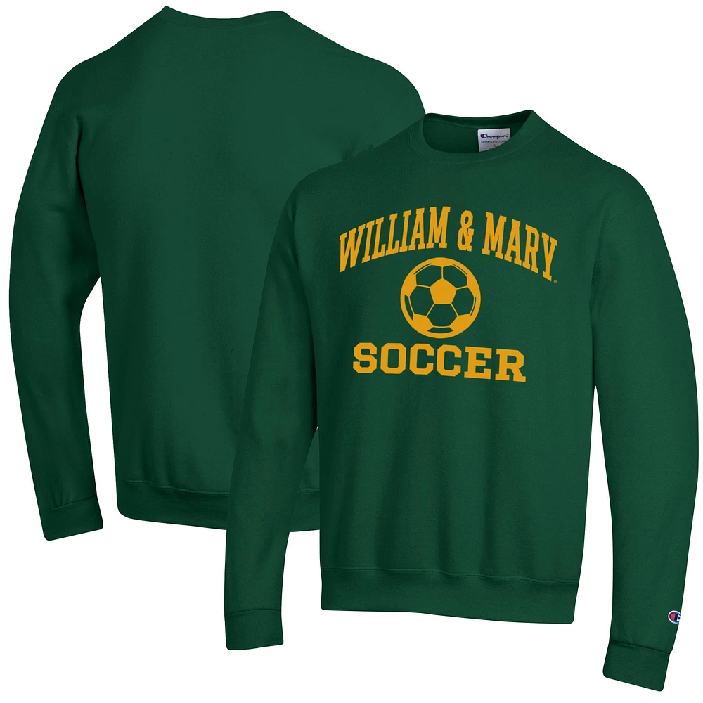Men's Champion Green William & Mary Tribe Soccer Icon Powerblend Pullover Sweatshirt