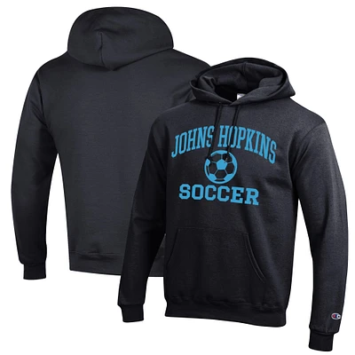 Men's Champion Black Johns Hopkins Blue Jays Soccer Icon Powerblend Pullover Hoodie
