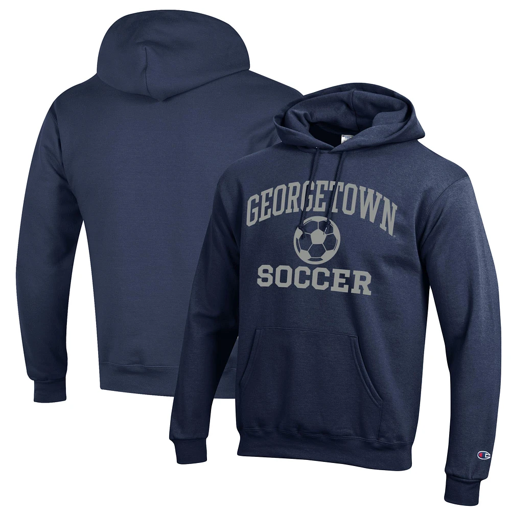 Men's Champion Navy Georgetown Hoyas Soccer Icon Powerblend Pullover Hoodie