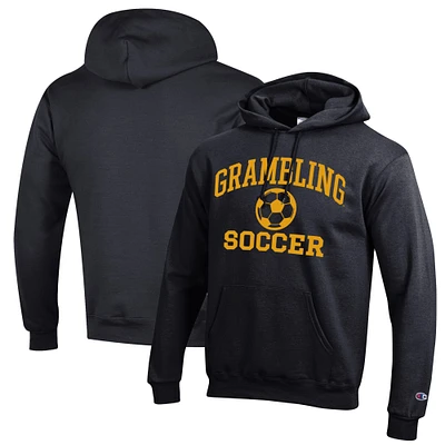 Men's Champion Black Grambling Tigers Soccer Icon Powerblend Pullover Hoodie