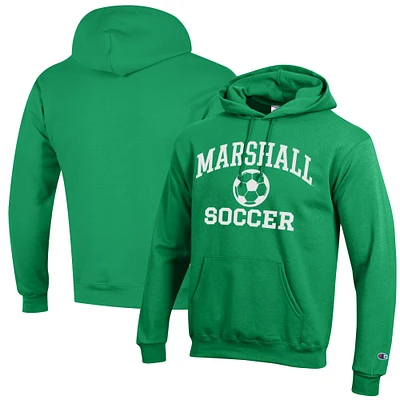 Men's Champion Kelly Green Marshall Thundering Herd Soccer Icon Powerblend Pullover Hoodie
