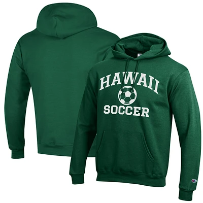 Men's Champion Green Hawaii Rainbow Warriors Soccer Icon Powerblend Pullover Hoodie