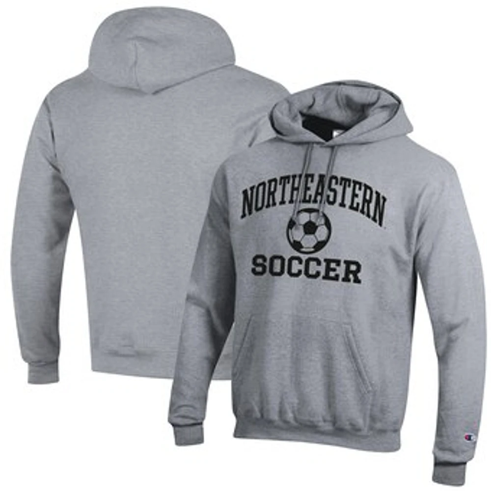 Men's Champion Heather Gray Northeastern Huskies Soccer Icon Powerblend Pullover Hoodie