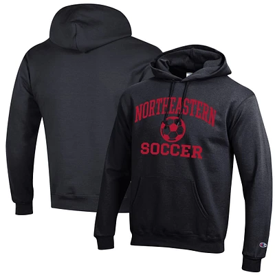 Men's Champion Black Northeastern Huskies Soccer Icon Powerblend Pullover Hoodie