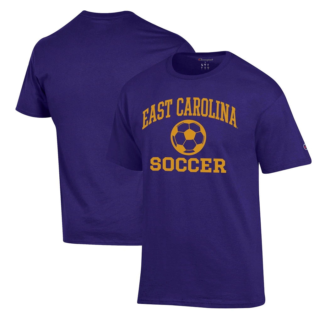 Men's Champion Purple ECU Pirates Soccer Icon T-Shirt