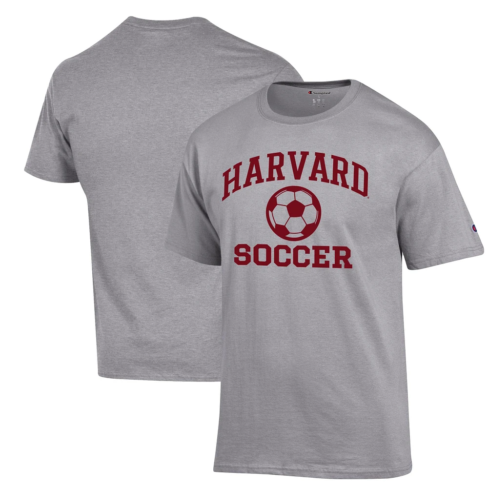 Men's Champion Gray Harvard Crimson Soccer Icon T-Shirt