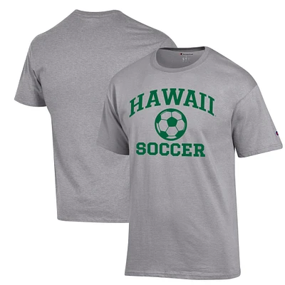Men's Champion Gray Hawaii Rainbow Warriors Soccer Icon T-Shirt