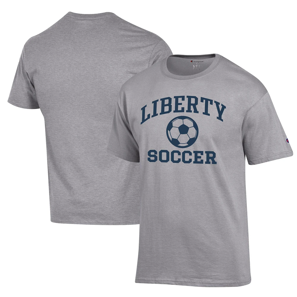 Men's Champion Gray Liberty Flames Soccer Icon T-Shirt