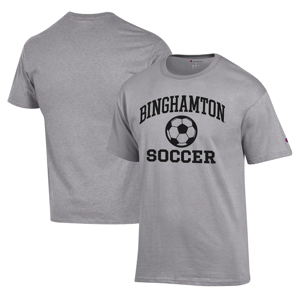 Men's Champion Gray Binghamton Bearcats Soccer Icon T-Shirt
