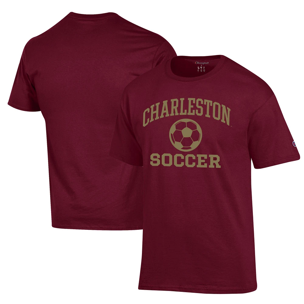 Men's Champion Maroon Charleston Cougars Soccer Icon T-Shirt