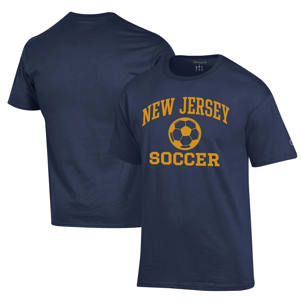 Men's Champion Navy College of New Jersey Lions Soccer Icon T-Shirt