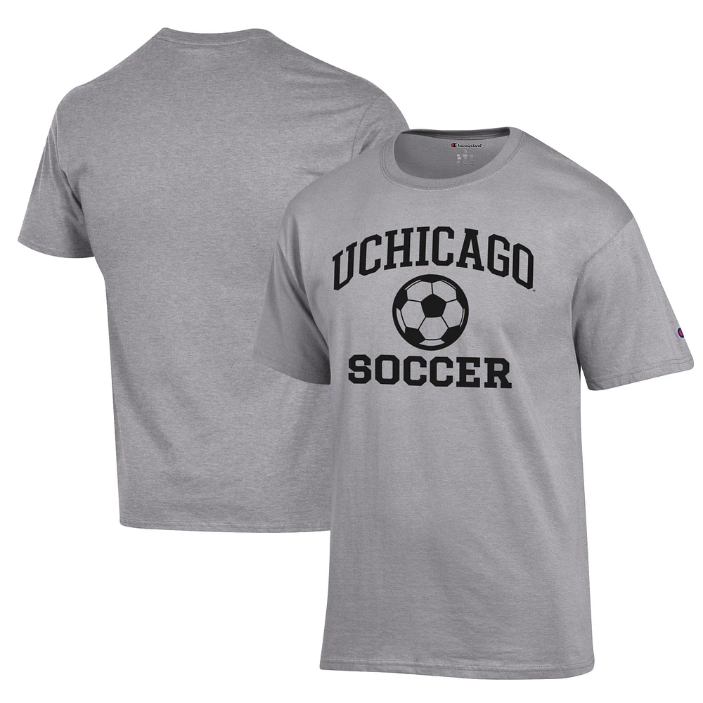 Men's Champion Gray UChicago Maroons Soccer Icon T-Shirt