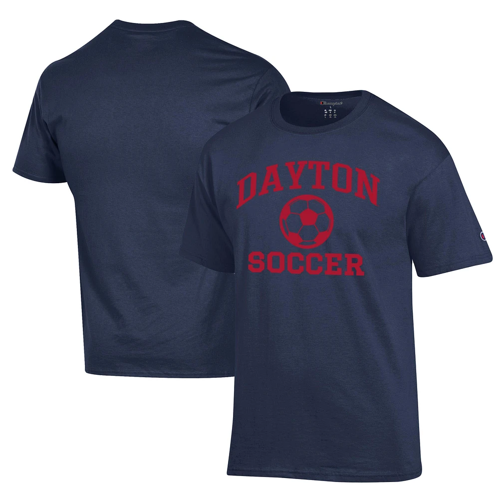 Men's Champion Navy Dayton Flyers Soccer Icon T-Shirt