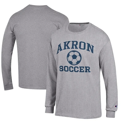 Men's Champion Heather Gray Akron Zips Soccer Icon Long Sleeve T-Shirt