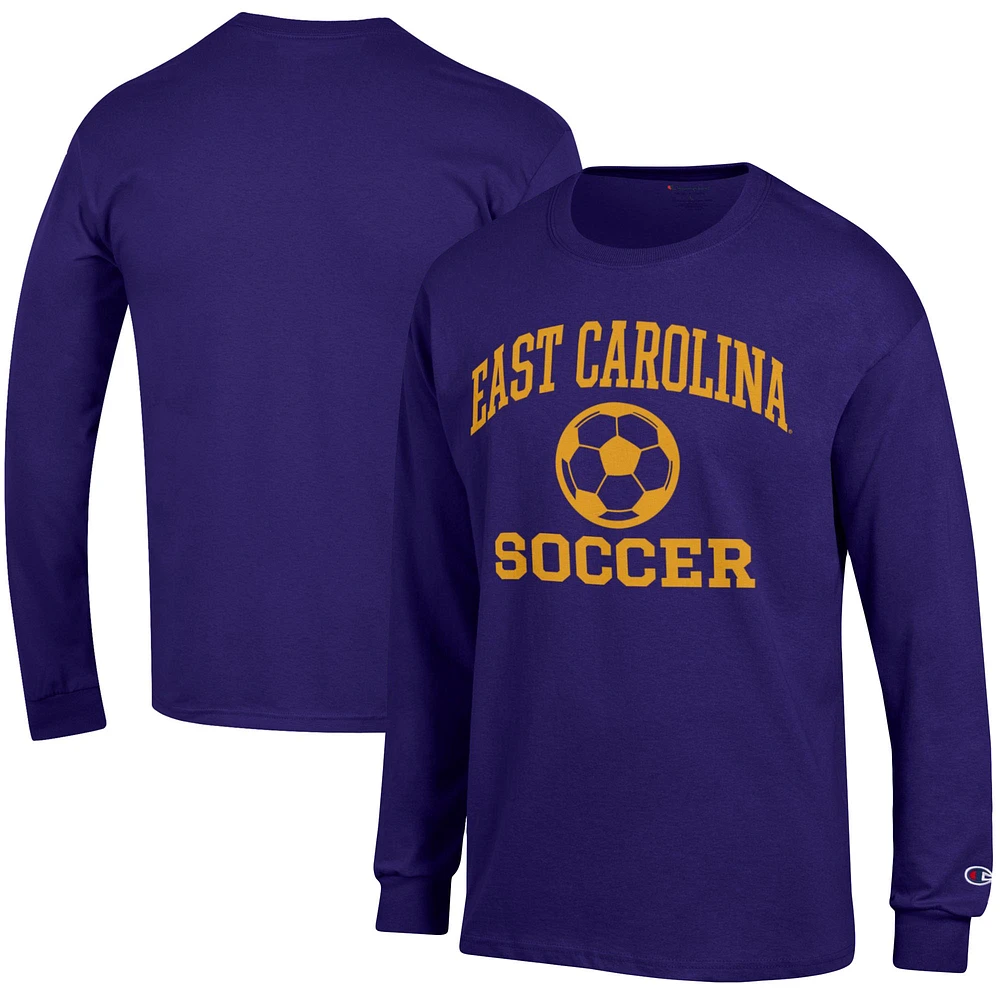 Men's Champion Purple ECU Pirates Soccer Icon Long Sleeve T-Shirt