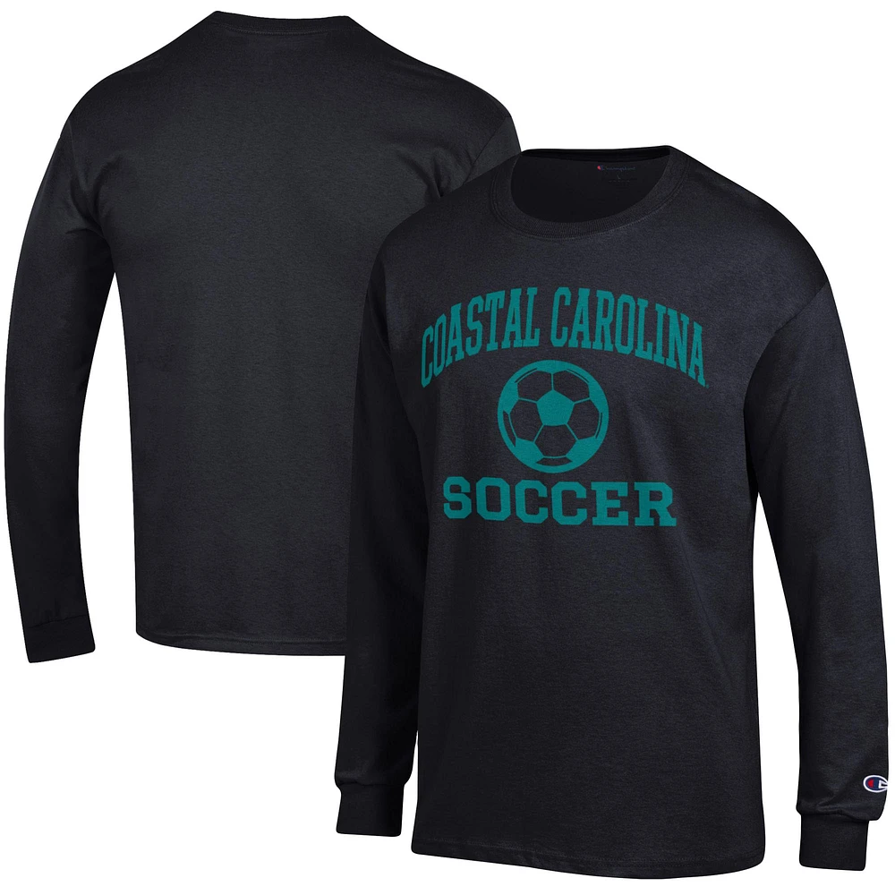 Men's Champion Black Coastal Carolina Chanticleers Soccer Icon Long Sleeve T-Shirt