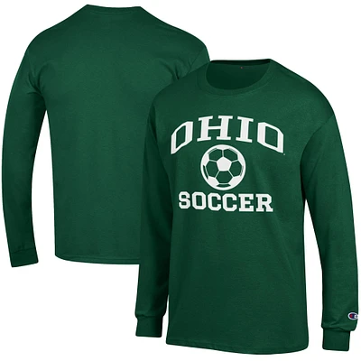 Men's Champion Green Ohio Bobcats Soccer Icon Long Sleeve T-Shirt