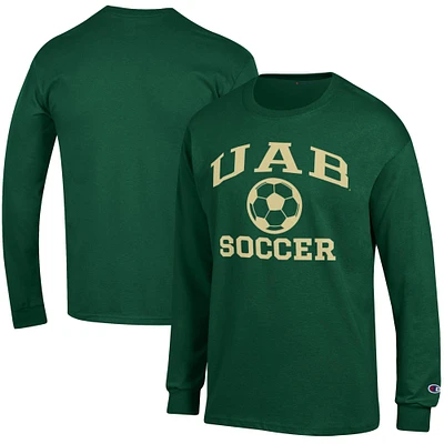Men's Champion Green UAB Blazers Soccer Icon Long Sleeve T-Shirt