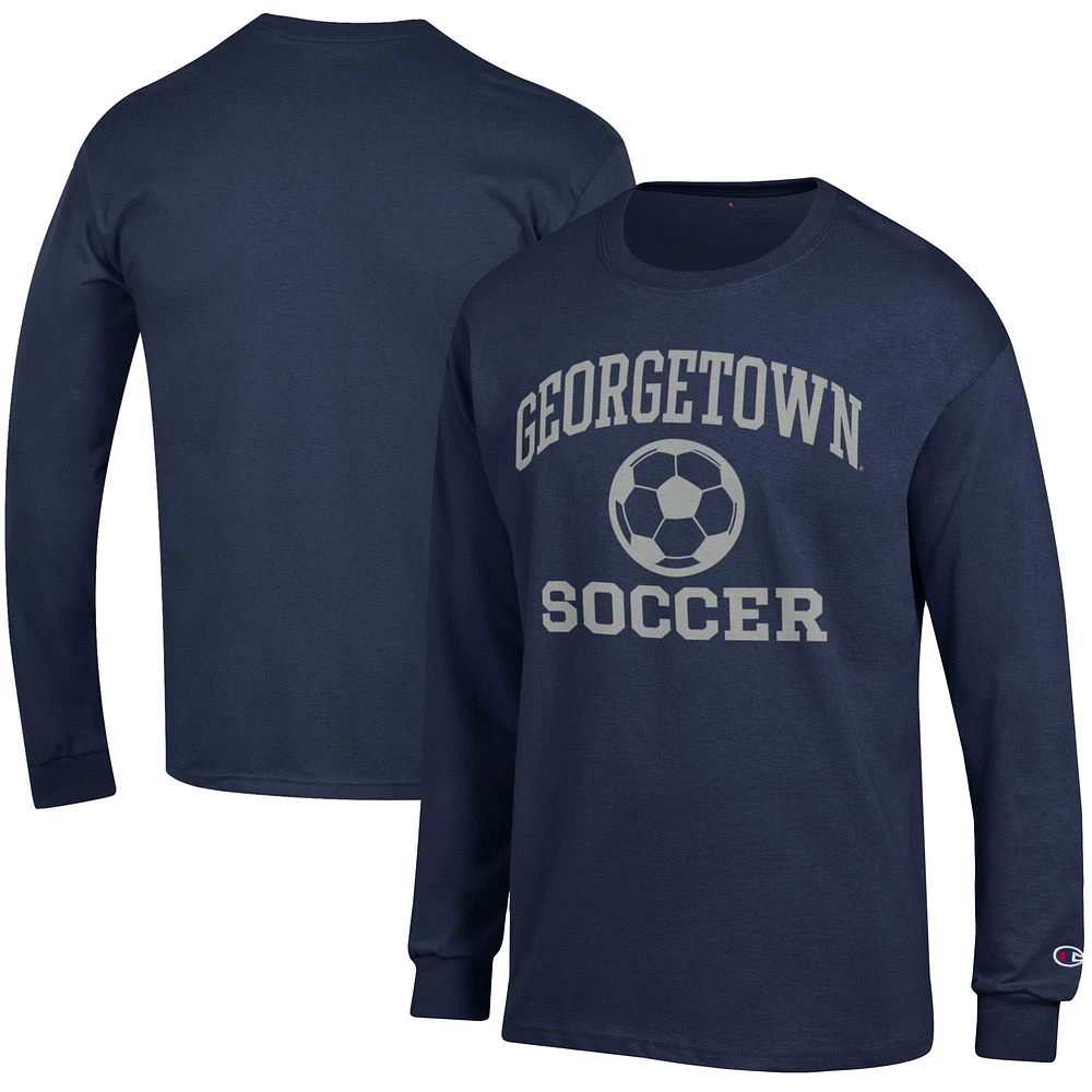 Men's Champion Navy Georgetown Hoyas Soccer Icon Long Sleeve T-Shirt