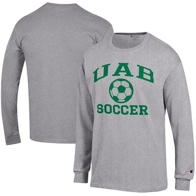 Men's Champion Heather Gray UAB Blazers Soccer Icon Long Sleeve T-Shirt