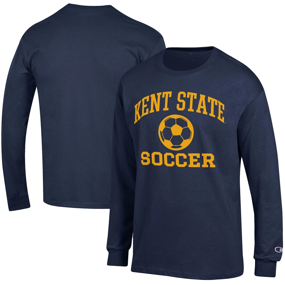 Men's Champion Navy Kent State Golden Flashes Soccer Icon Long Sleeve T-Shirt