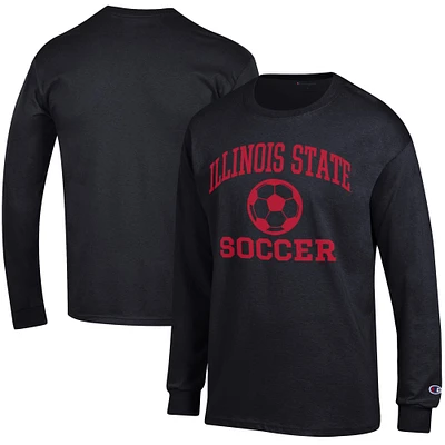 Men's Champion Black Illinois State Redbirds Soccer Icon Long Sleeve T-Shirt