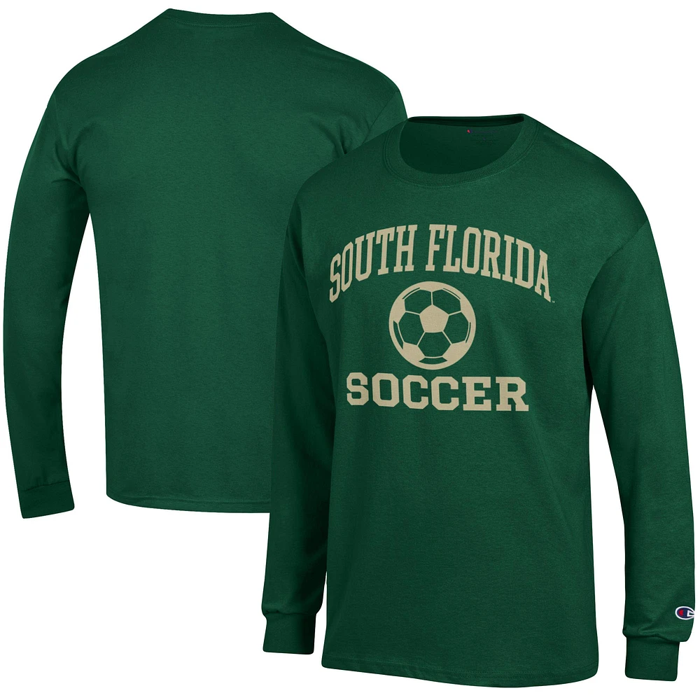 Men's Champion Green South Florida Bulls Soccer Icon Long Sleeve T-Shirt