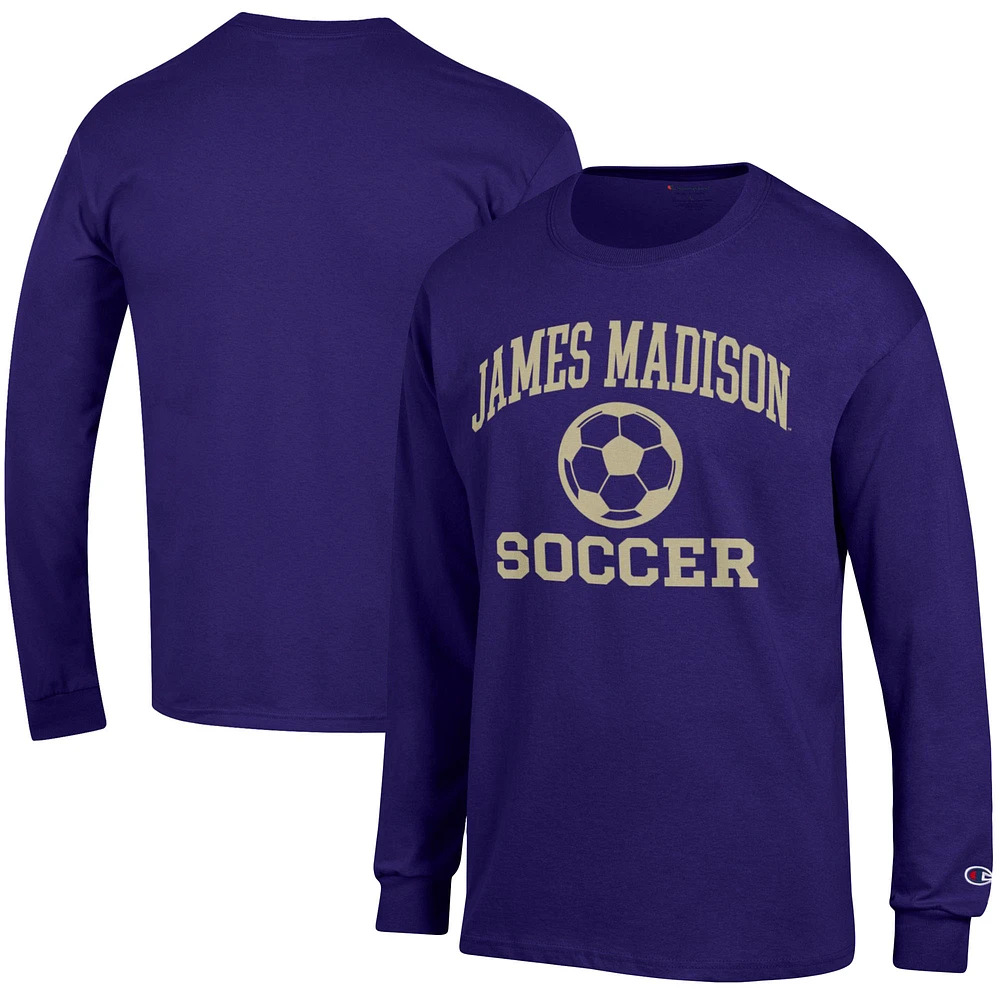 Men's Champion Purple James Madison Dukes Soccer Icon Long Sleeve T-Shirt