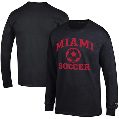Men's Champion Black Miami University RedHawks Soccer Icon Long Sleeve T-Shirt