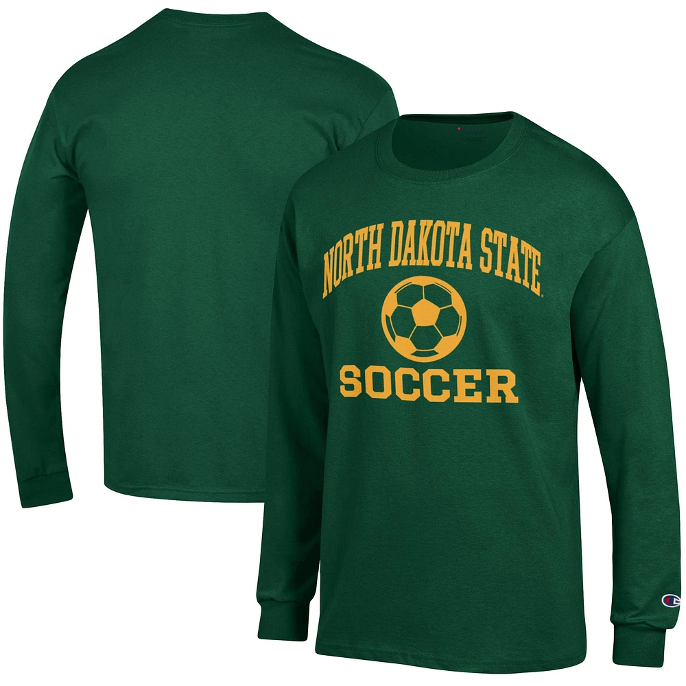 Men's Champion Green NDSU Bison Soccer Icon Long Sleeve T-Shirt