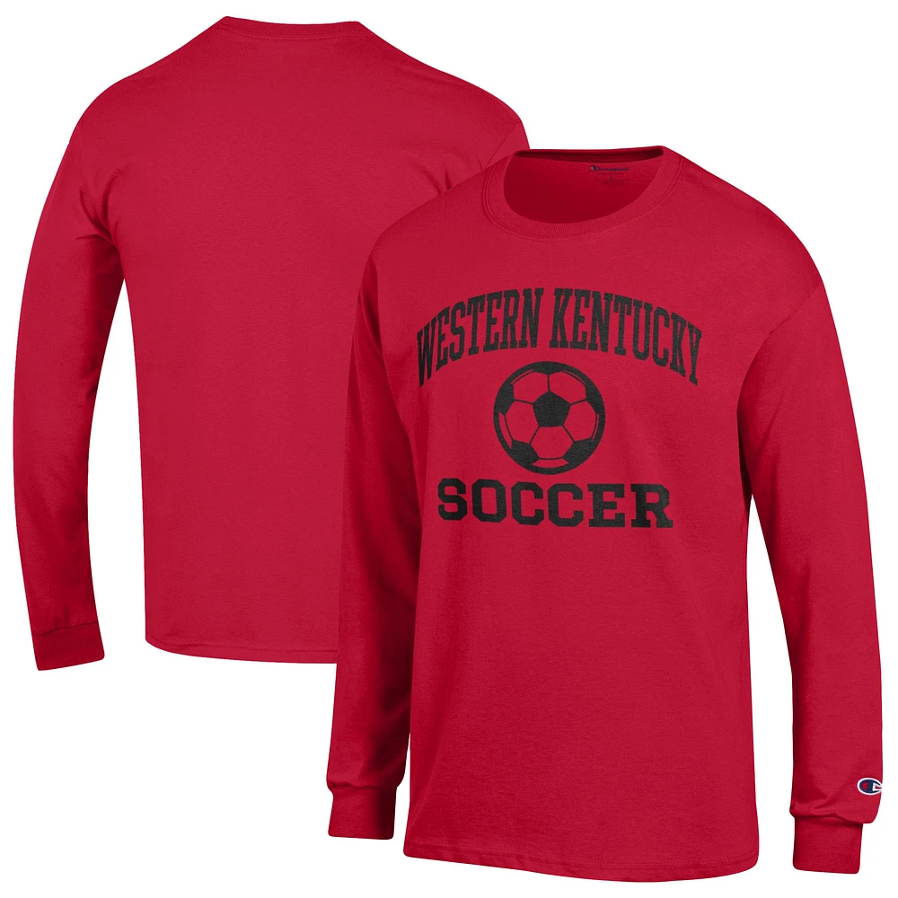 Men's Champion Red Western Kentucky Hilltoppers Soccer Icon Long Sleeve T-Shirt