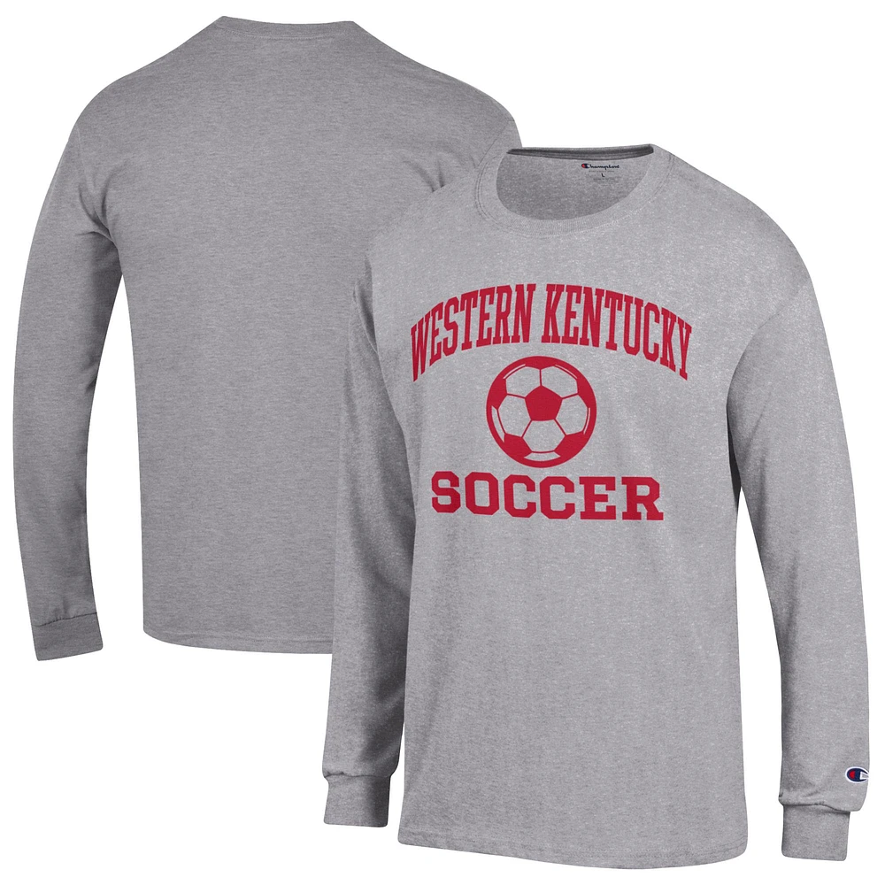Men's Champion Heather Gray Western Kentucky Hilltoppers Soccer Icon Long Sleeve T-Shirt
