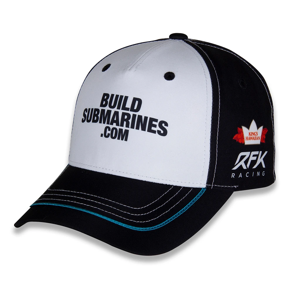 Men's Checkered Flag Sports White/Black Brad Keselowski BuildSubmarines.com Uniform Adjustable Hat