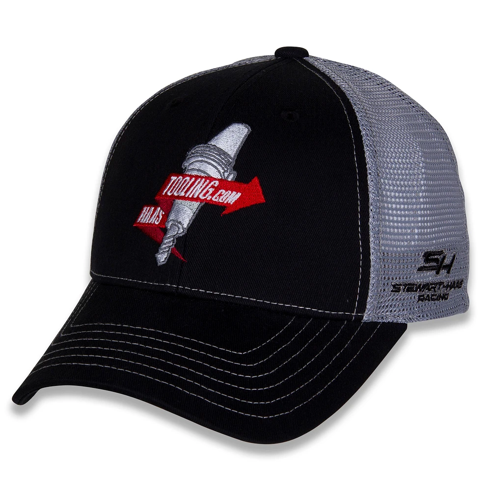 Men's Stewart-Haas Racing Team Collection Black Ryan Preece Haas Tooling Team Sponsor Adjustable Hat