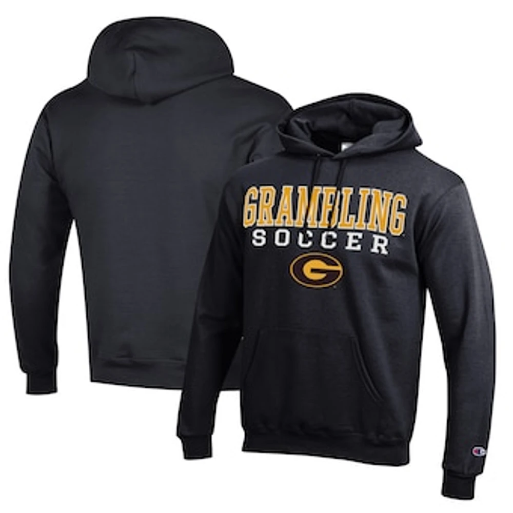 Men's Champion Black Grambling Tigers Soccer Stack Logo Powerblend Pullover Hoodie
