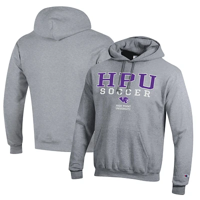 Men's Champion Heather Gray High Point Panthers Soccer Stack Logo Powerblend Pullover Hoodie