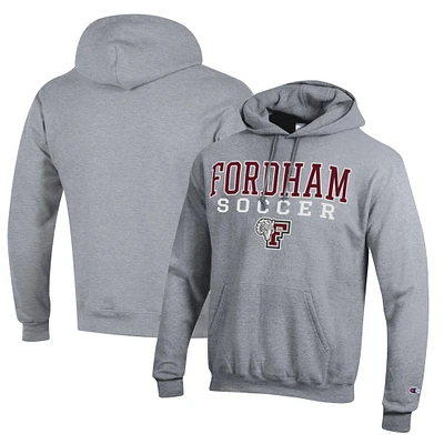 Men's Champion Heather Gray Fordham Rams Soccer Stack Logo Powerblend Pullover Hoodie