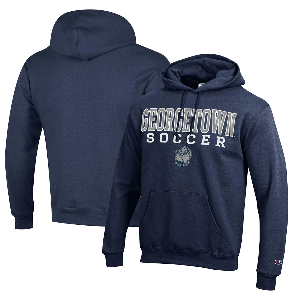 Men's Champion Navy Georgetown Hoyas Soccer Stack Logo Powerblend Pullover Hoodie